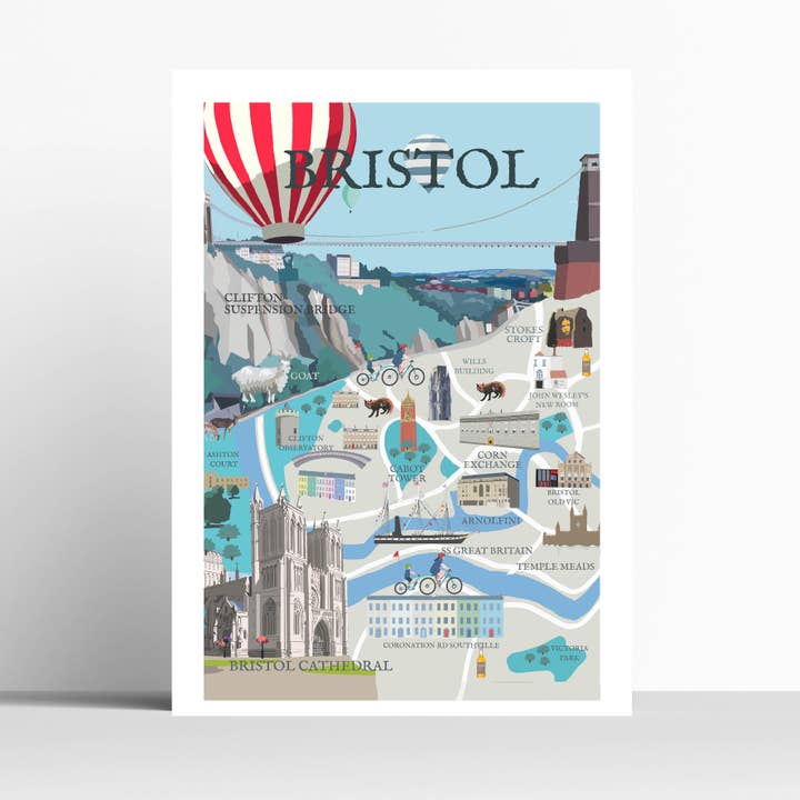 ILLUSTRIERTE KARTE VON BRISTOL für den Großhandel von Betty Boyns Designs