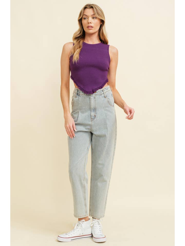 Cloud Ten - Wholesale Tank Top - Women's - CSW9141A - SLEEVELESS TASSLE HEM KNIT TANK11