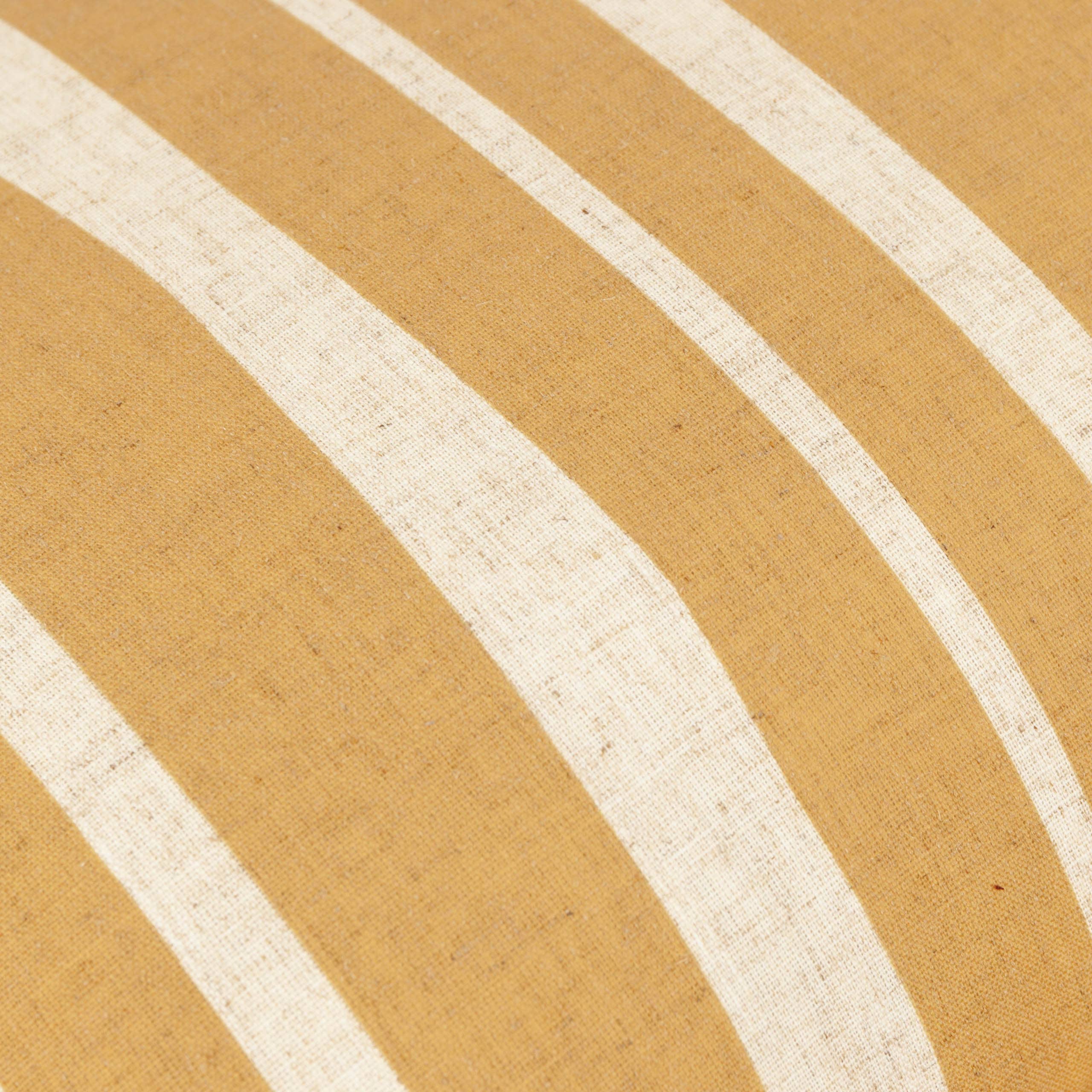 Linen Ochre Carmon Stripe Ruffle Cushion Linen/Ochre for wholesale on Faire5