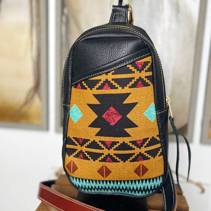 Borsa a tracolla in pelle azteca dorata/borsa a tracolla/borsa in pelle fatta a mano per la vendita all'ingrosso da parte di K and K Western Designs