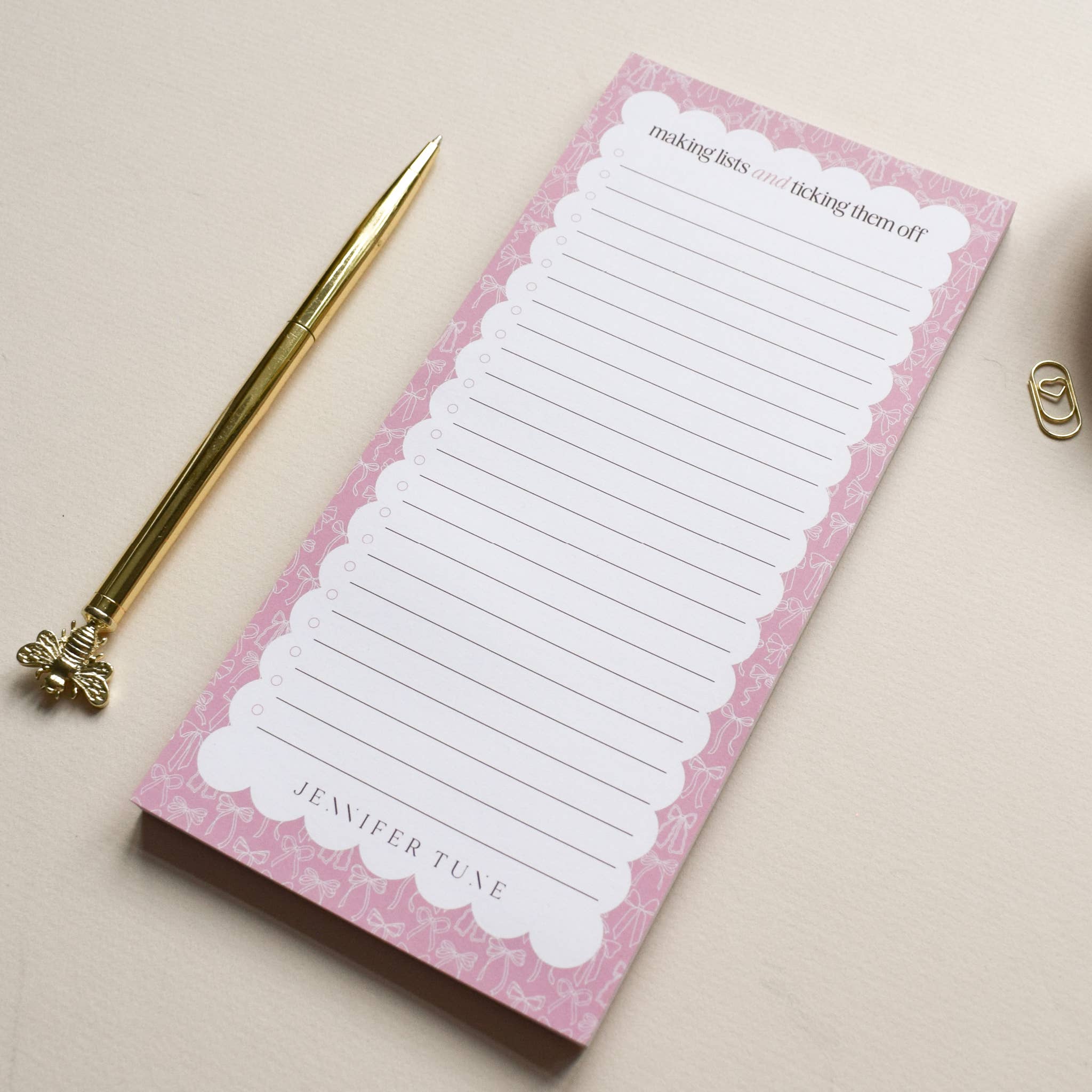 Jennifer Tune - Wholesale Notepad - Pretty Pink To Do List Pad with Bows Design4