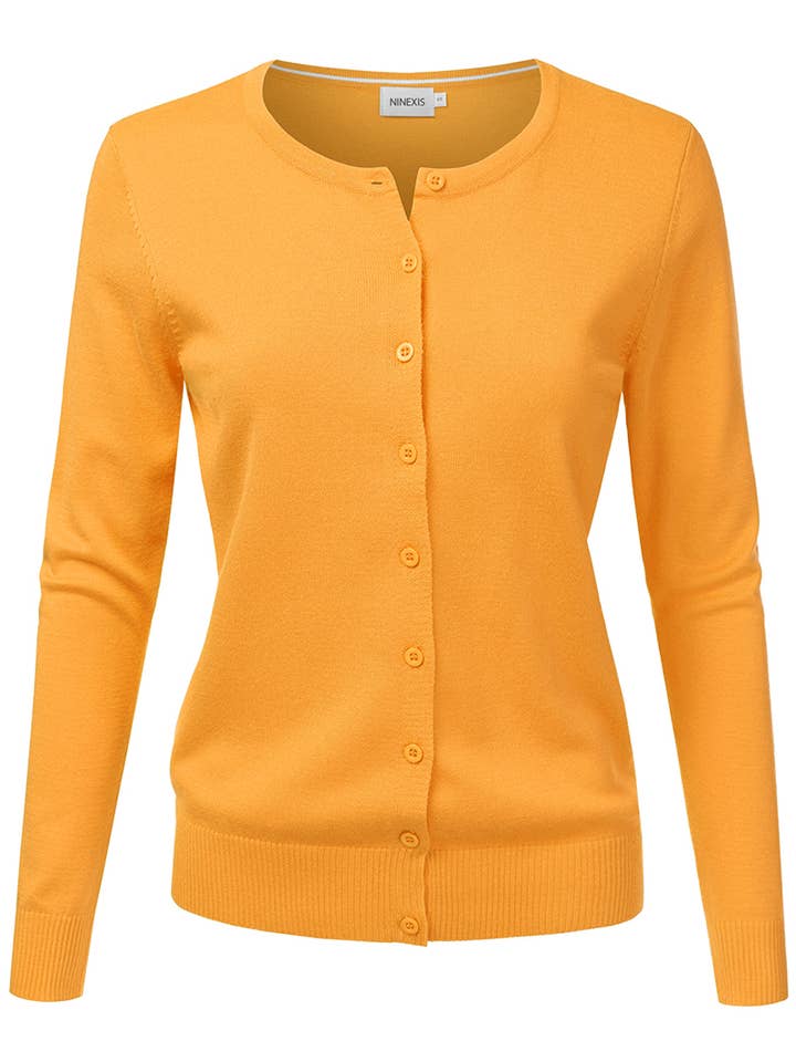 NINEXIS - Wholesale Cardigan - Women's - AWOCAL310_Button Down Soft Knit Long Sleeve Cardigan Sweater8