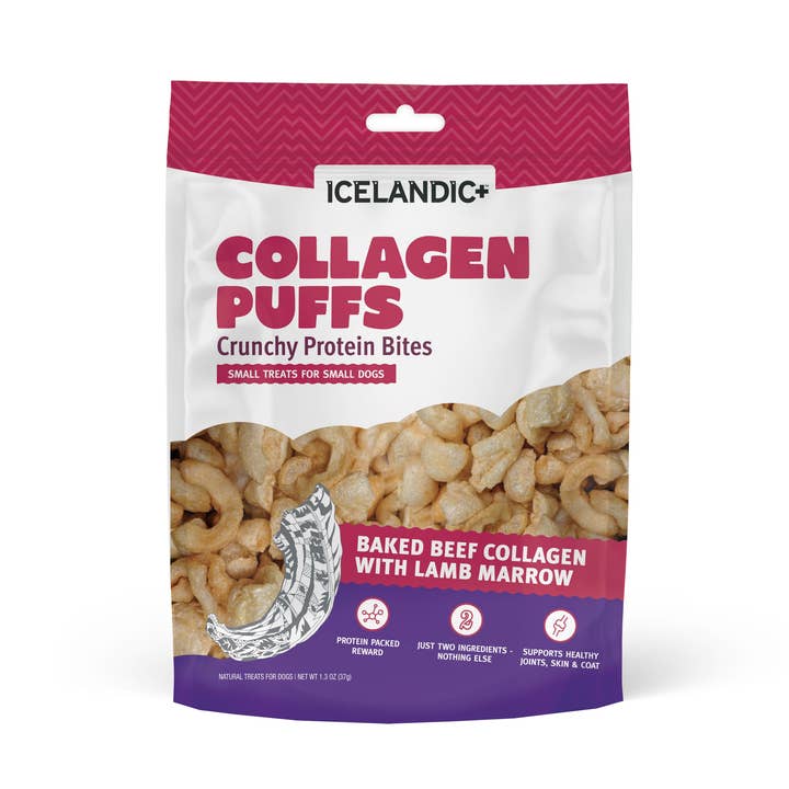 Beef Collagen Puffs with Marrow Treats for Small Dogs - 1.3oz for wholesale by Icelandic+