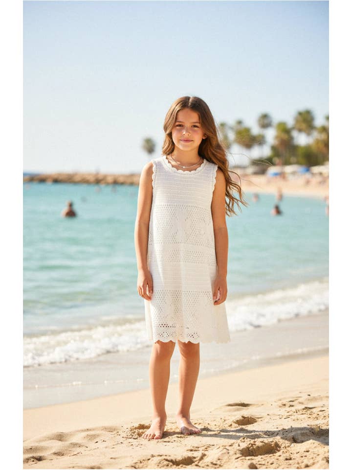 Emmi Floral Crochet Swim Coverup - White for wholesale on Faire2