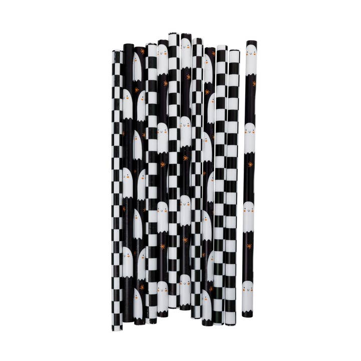 PLSS346 - Ghosts and Checks Reusable Straws for wholesale by My Mind’s Eye