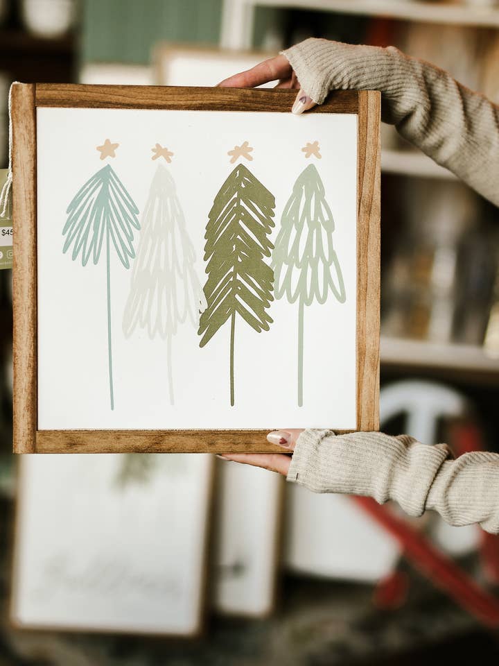 Letrero de madera con árboles para venta al por mayor de The Shed Interiors