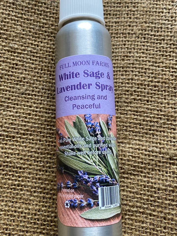White Sage and Lavender Spray 4oz. for wholesale by Full Moon Farms, LLC