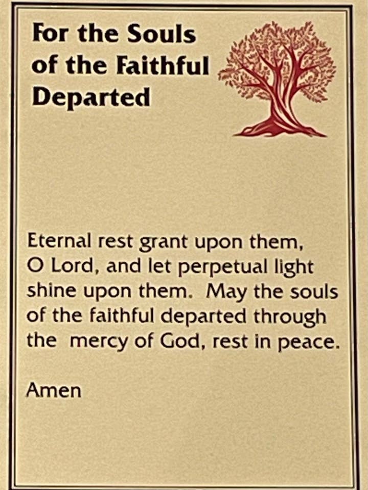Prayer Card-PC12 - Souls of the Faithful Departed for wholesale by Holy Land Wood and Stone