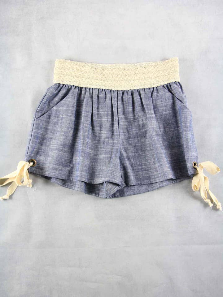 Chambray shorts (B8606) for wholesale by P.S Kate