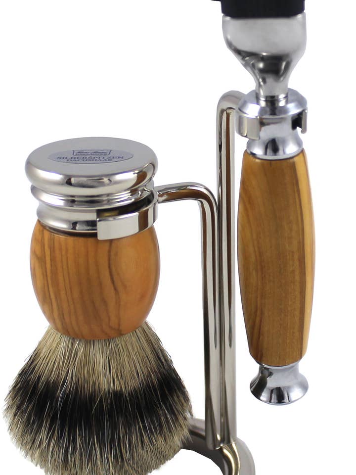 Conjunto de barbear em madeira de oliveira por atacado de Hans Baier Exklusive