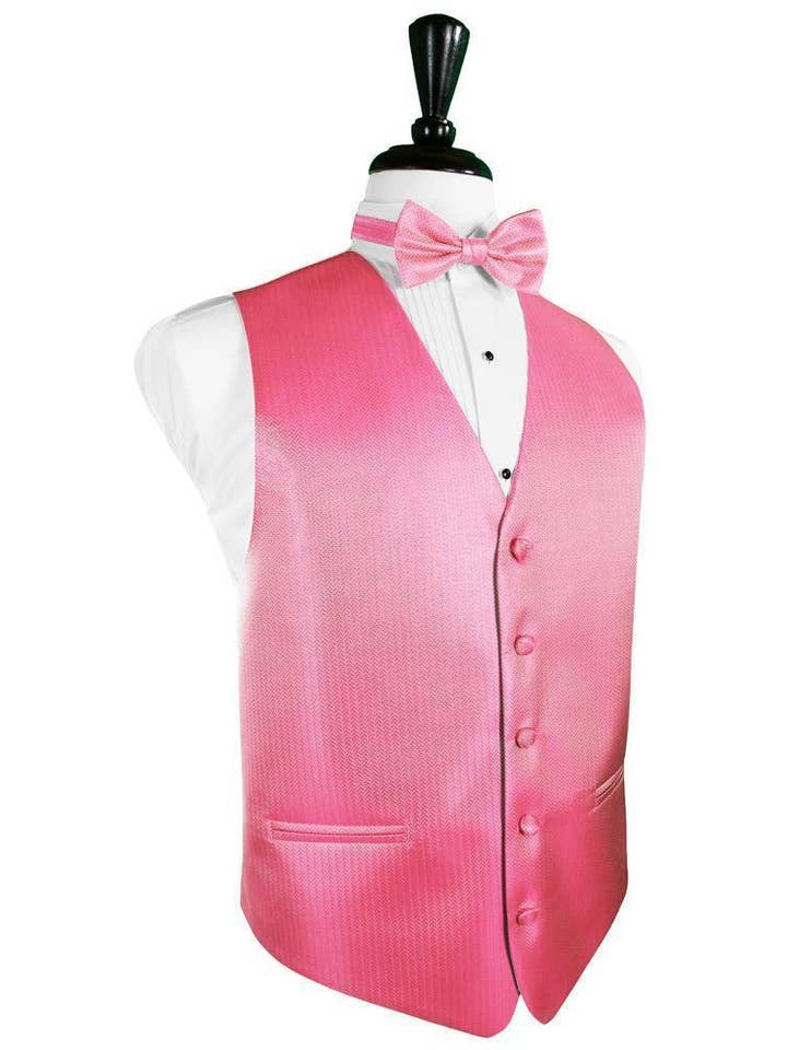Bubblegum Herringbone Tuxedo Vest for wholesale by Cardi International