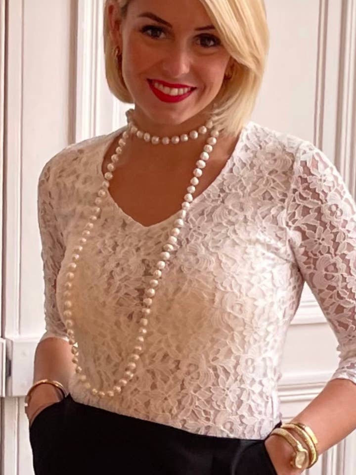 3/4 sleeve lace top for wholesale by les bonheurs de sophie