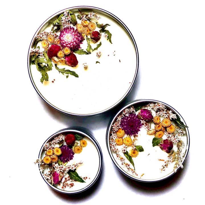 No Ennui - Wholesale Travel Candles - "Wildflowers" Botanical Soy Candle with flowers