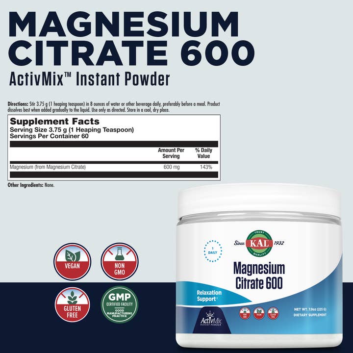 KAL - Wholesale Powdered Health Drink - Magnesium Citrate 600 ActivMix™ Instant Powder1