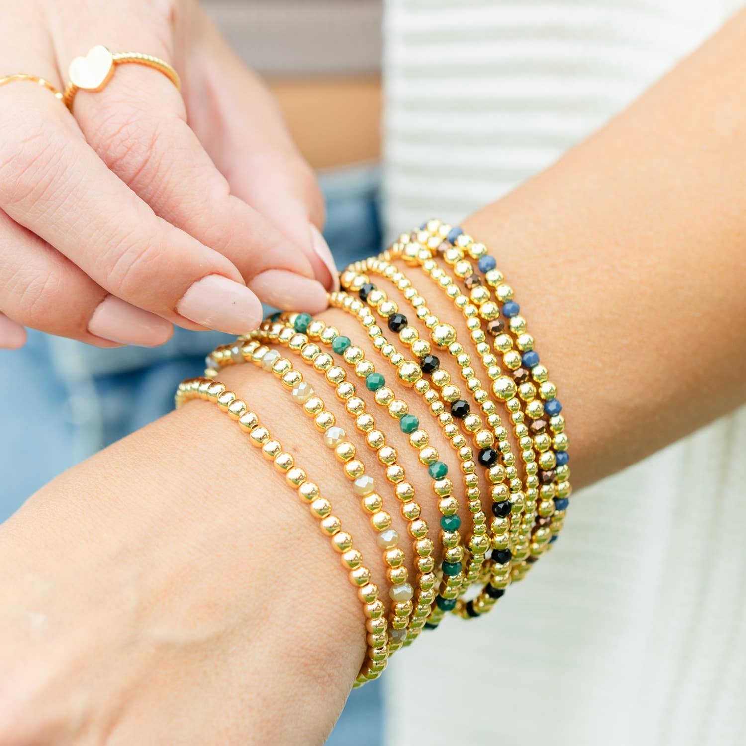 Splendid Iris - Wholesale Beaded Bracelet - 3mm Bead With 5mm Accent Stretch Bracelet2