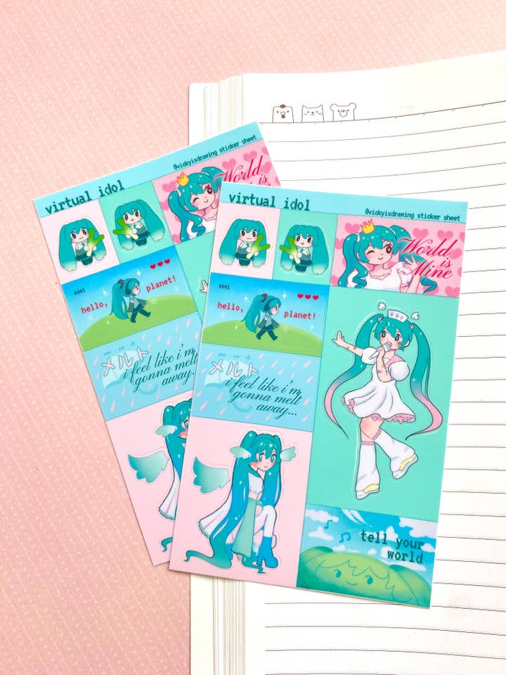 Miku sticker sheet for wholesale by vickyisdrawing