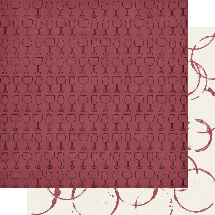 Wine Time Collection Red Wine 12 x 12 Double-Sided Scrapbook Paper by SSC Designs - 15 Pack for wholesale by SSC Wholesale