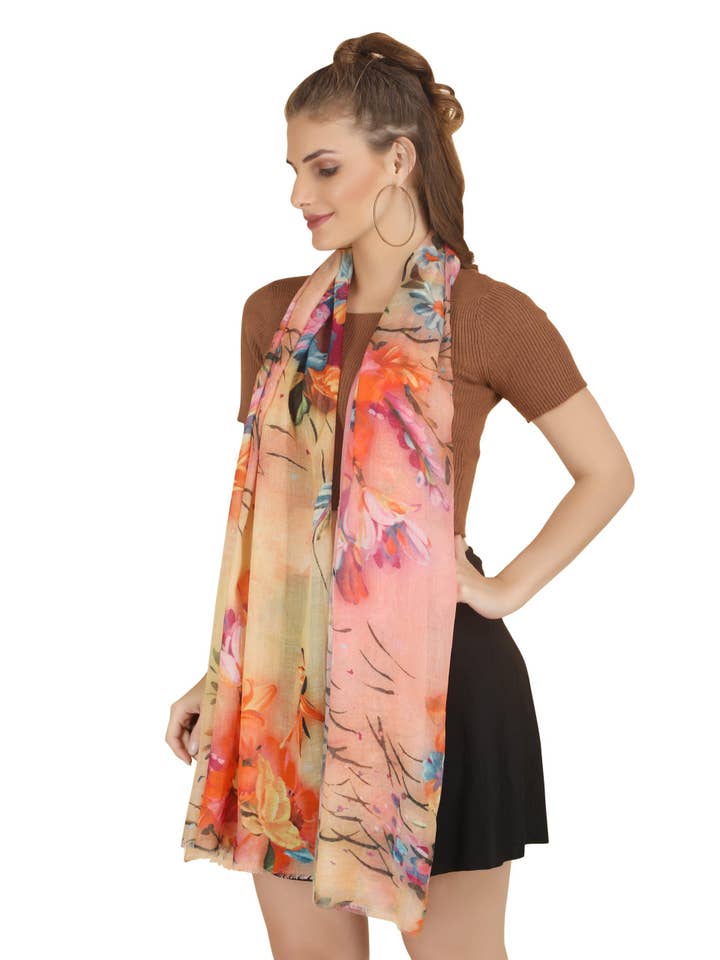 Women's Silk Shawl Still Life On for wholesale by SIDDHARTH IMPORTS