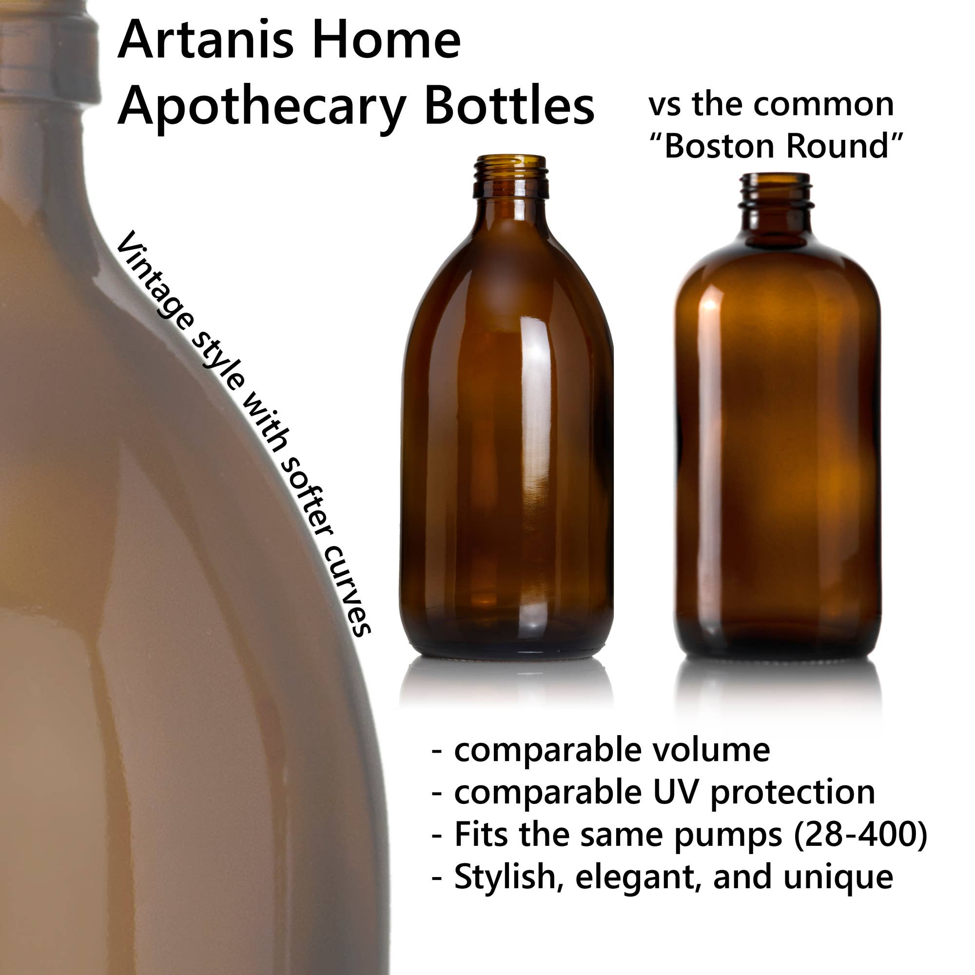 Artanis Home - Wholesale Soap Dispenser - Fully Customizable Amber Glass Euro-Style Soap Dispenser7