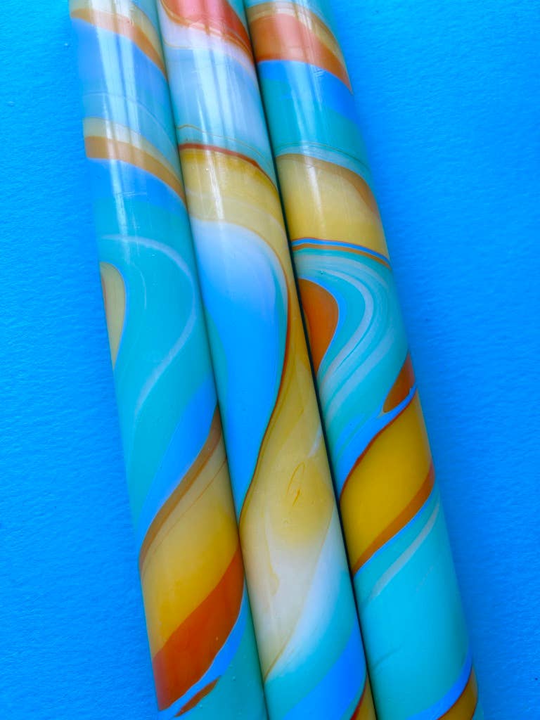 The Colour Emporium – wholesale Tapered candle/candlestick – JUPITER - Marbled Dinner Candle Trio1