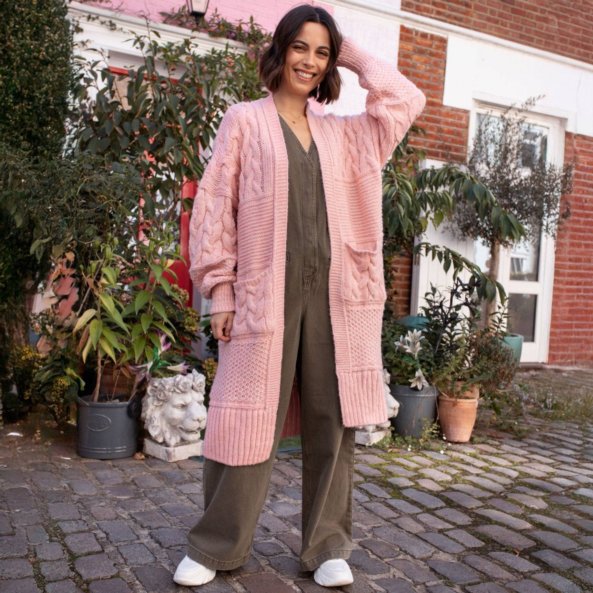 Cara & The Sky - Wholesale Cardigan - Women's - Alex Balloon Sleeve Cable Maxi Cardigan - Pink8