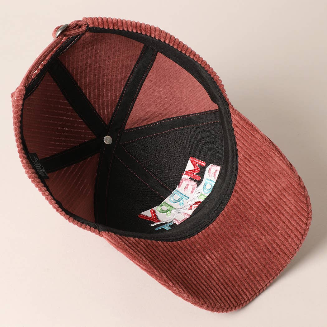 Fashion City - Wholesale Baseball Cap - Women's - MERRY BRIGHT Embroidery Corduroy Cap10