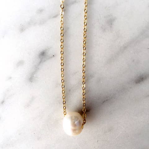 Gold Plated Chain with Freshwater Pearl Charm for wholesale by milly rose designs