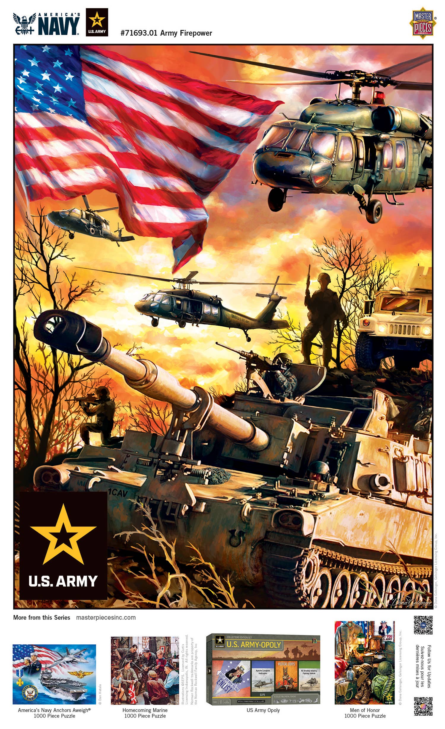 Masterpieces Puzzles - Vente Puzzle – adulte - Casse-tête de 1000 pièces de l'armée américaine - Army Firepower3