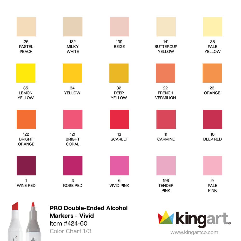 KINGART - Wholesale Stiften - Dubbelzijdige alcoholmarkers - 60 kleuren5