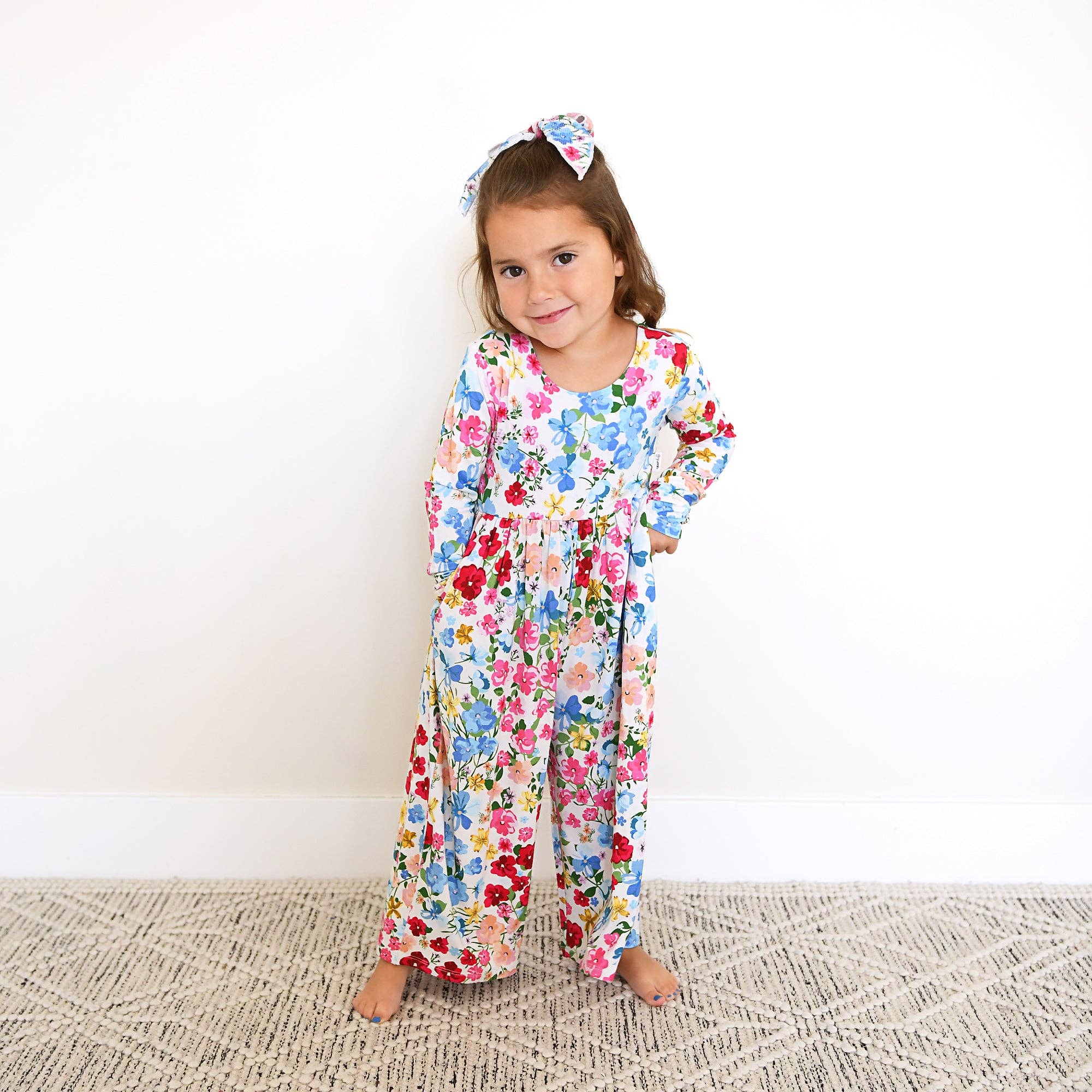 Gigi and Max - Wholesale Jumpsuit - Baby - Kaylee WIDE LEG ROMPER Bamboo Floral Kids Clothing Outfit3