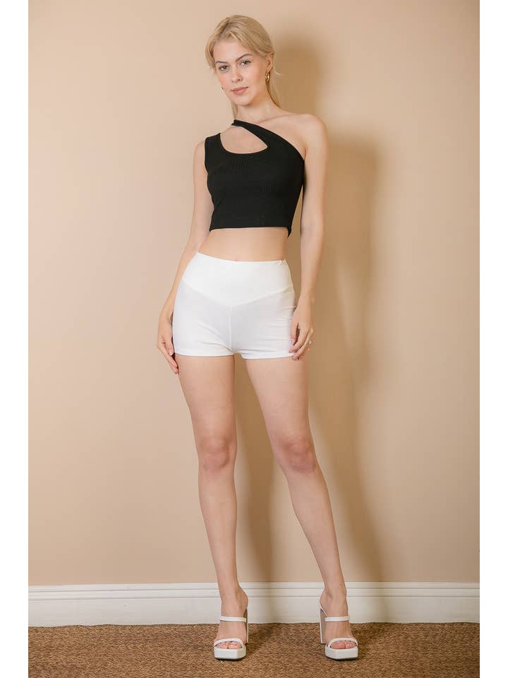 CAPELLA APPAREL - Wholesale Knit Top - Women's - Ribbed One Shoulder Cross Strap Crop Top3