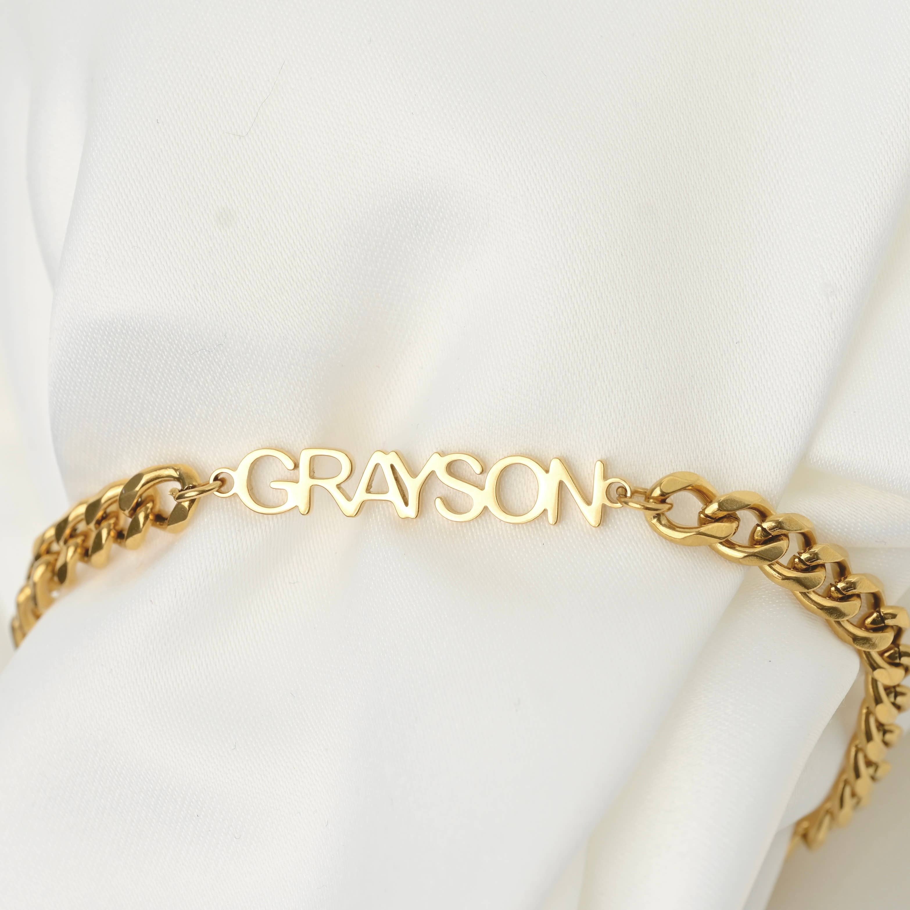 Blueyejewelry - Wholesale Charm/Dangle Bracelet - Custom Name Bracelet - 18k Gold Personalized Name Bracelet 5