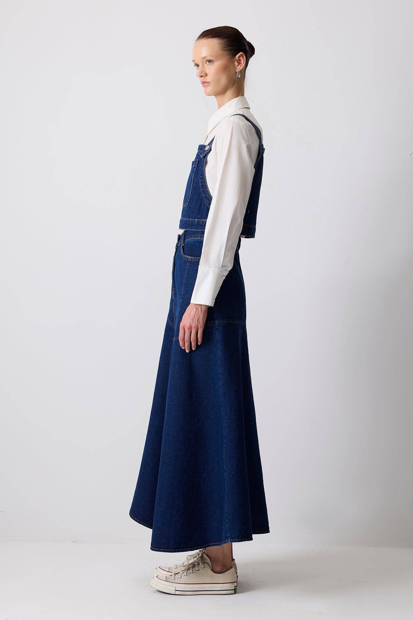 Mørkeblå STRUKTURERET DENIM CROP TOP MED LOMMEDETALJE for engroshandel på Faire1