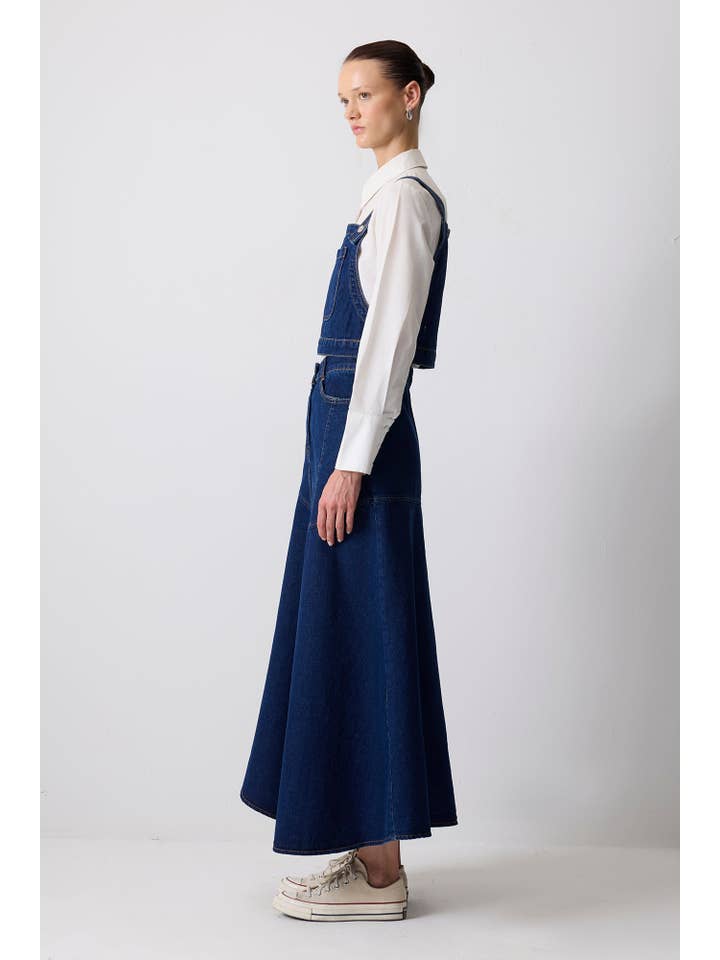 Mørkeblå STRUKTURERET DENIM CROP TOP MED LOMMEDETALJE for engroshandel på Faire1