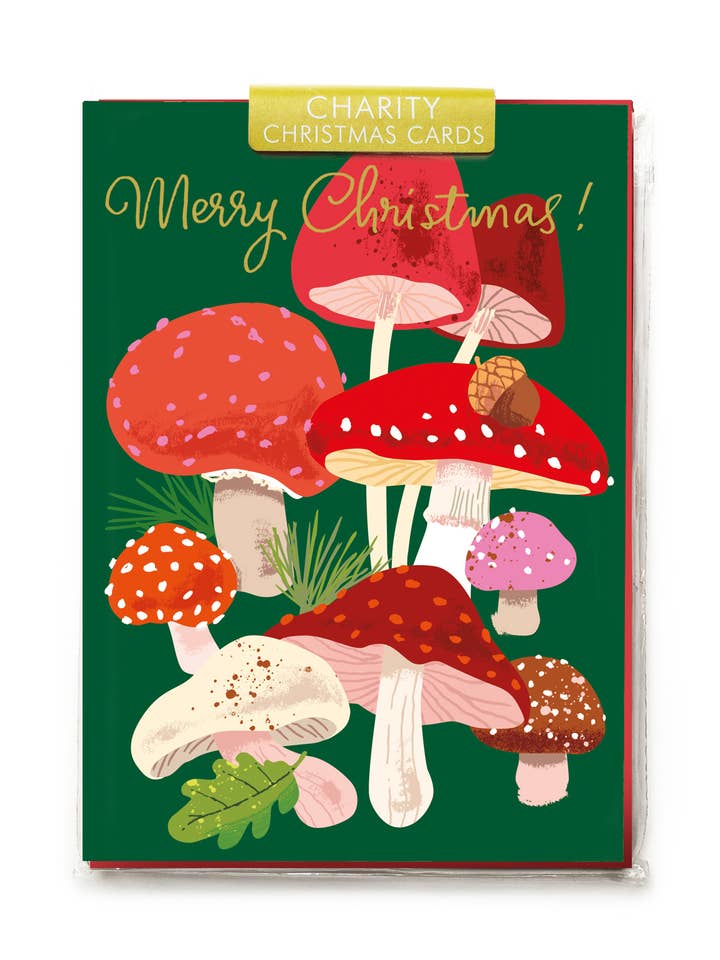 Biglietto natalizio con funghi, borsa di beneficenza per la vendita all'ingrosso da parte di Noi Publishing