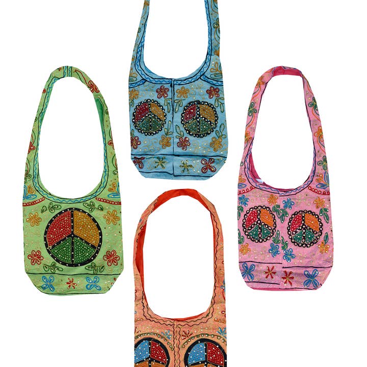 Lungta Imports - Wholesale Crossbody Bag - Women's - Peace Patch Bohemian Hippie Sling Crossbody Bag4