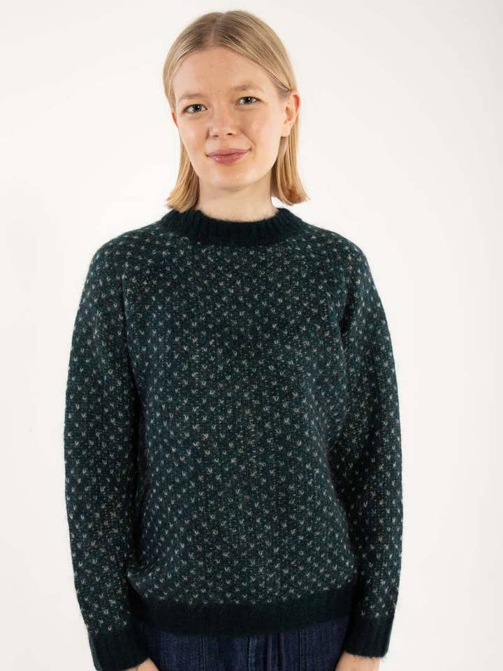 Daneherbal Alpaca Jacquard Sweater Dk Slate/Lt Blue Grey for wholesale by Danefae København