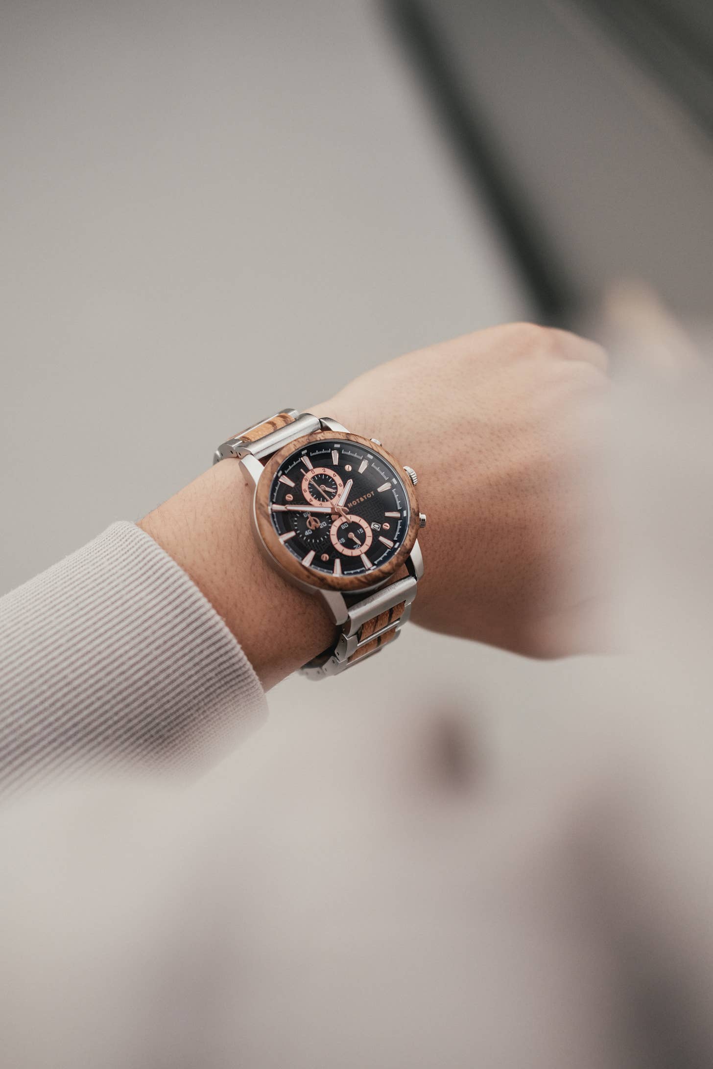 HOT&TOT - Wholesale Wrist Watch - Men's - EMPEROR | Wood watch for men | Chronographs | Rose gold1