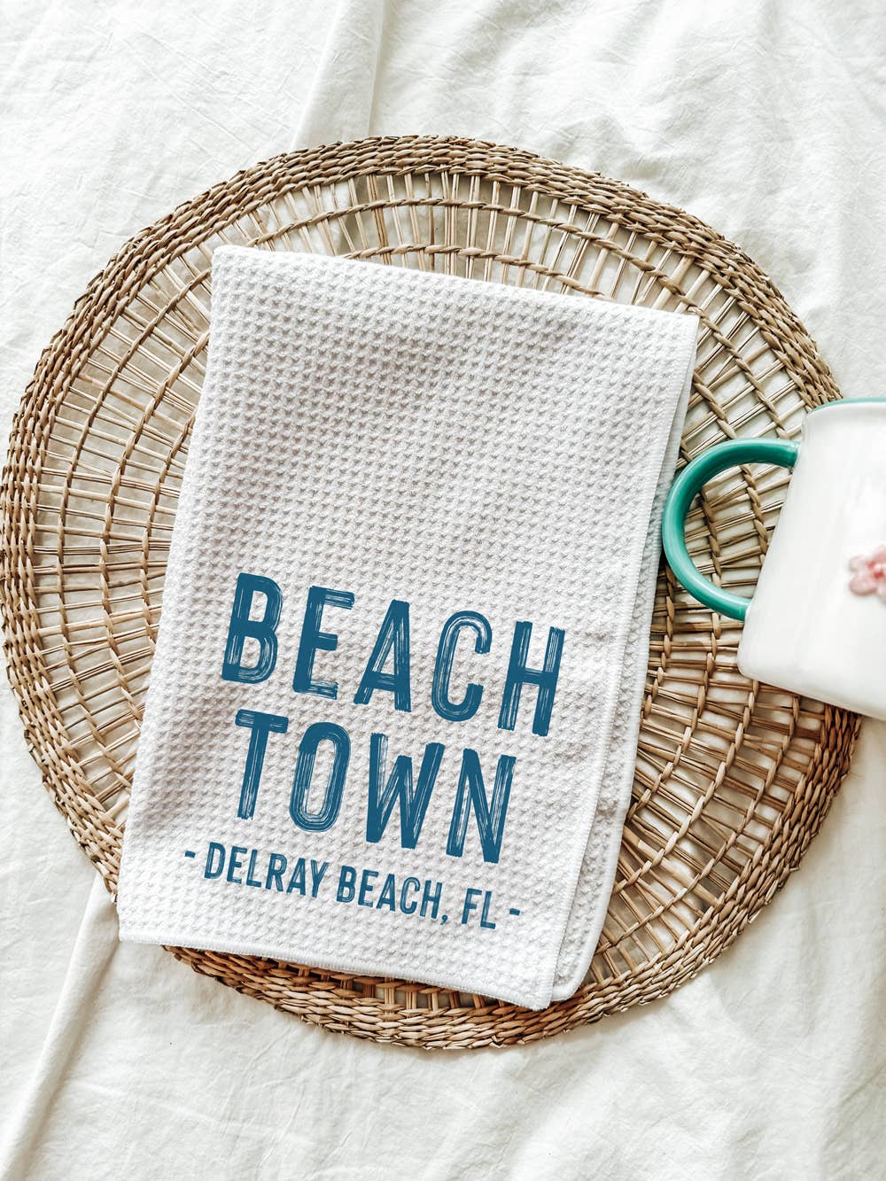 521handmade - Wholesale Tea towel - Beach Town Custom Kitchen Tea Towel | Beach Tea Towel
