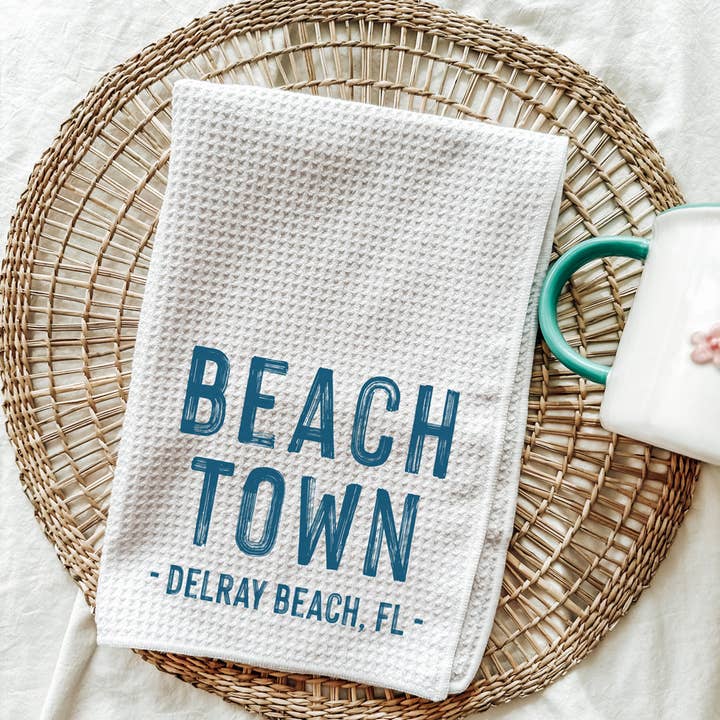 521handmade - Wholesale Tea towel - Beach Town Custom Kitchen Tea Towel | Beach Tea Towel0