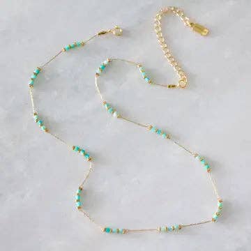 Mesa Blue – wholesale Beaded/pearl necklace – Square Gemstone Beaded Necklace8