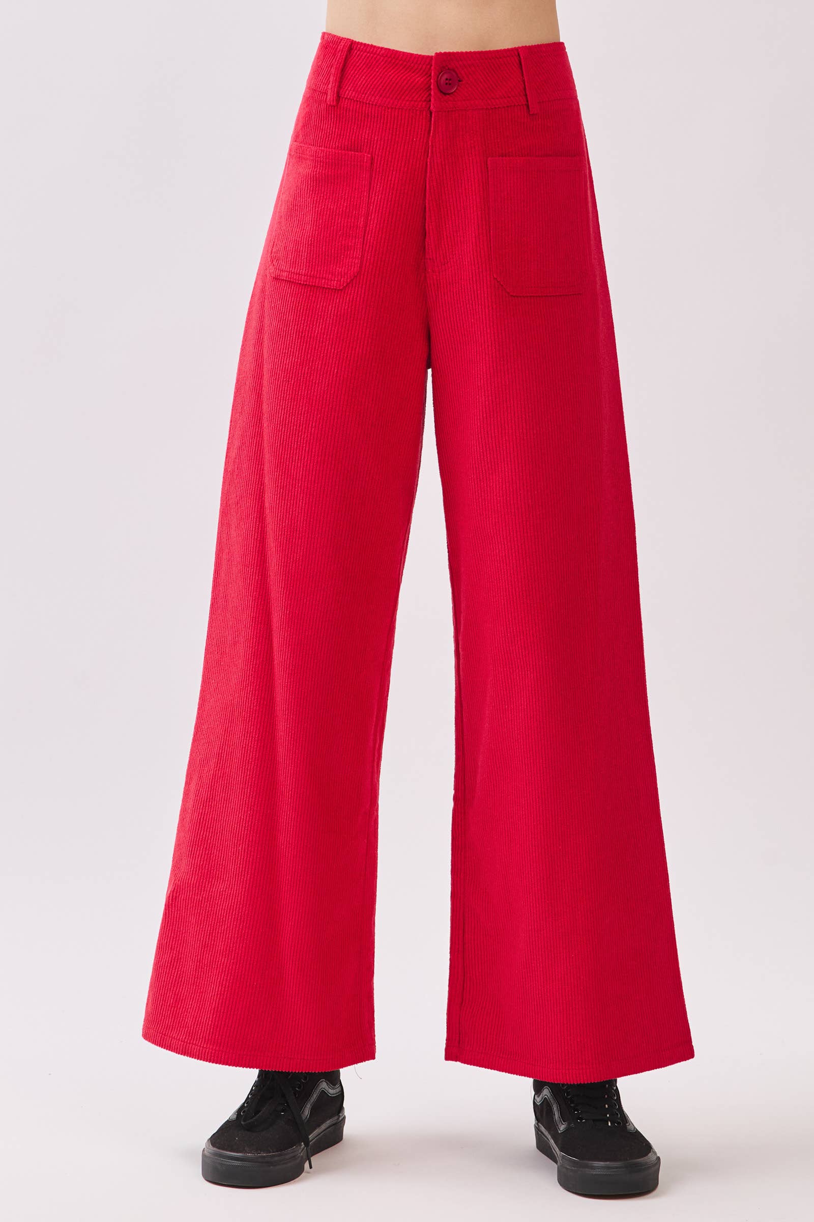 NOIR Pantalon large droit en velours côtelé en vente sur Faire12