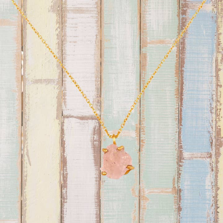 Healing Raw Rose Quartz Necklace for wholesale by BellaMira Home