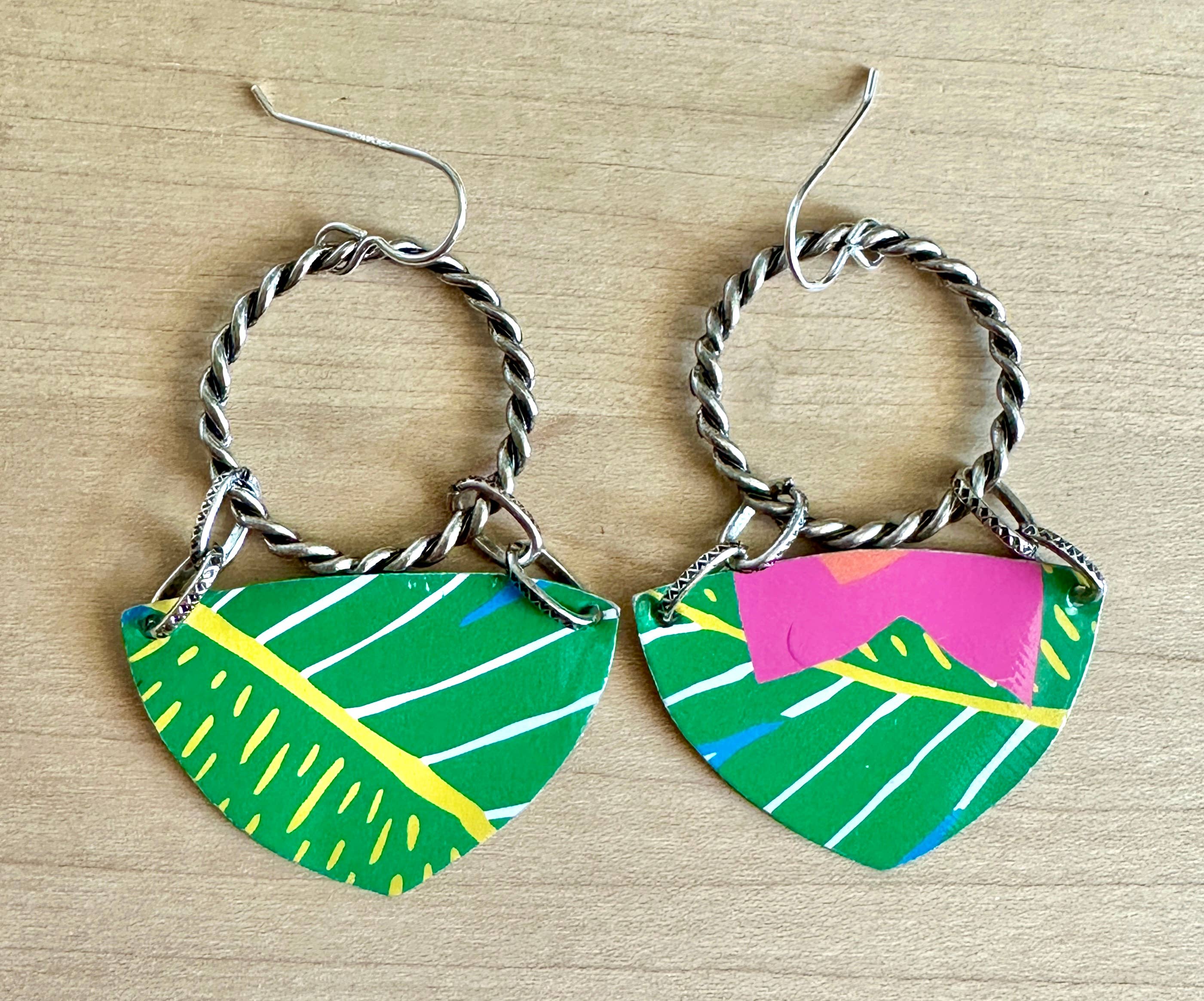 TTE Designs - Wholesale Dangle Earrings - Best Sellers - Set of 12 Recycled Vintage Tin Earrings 21