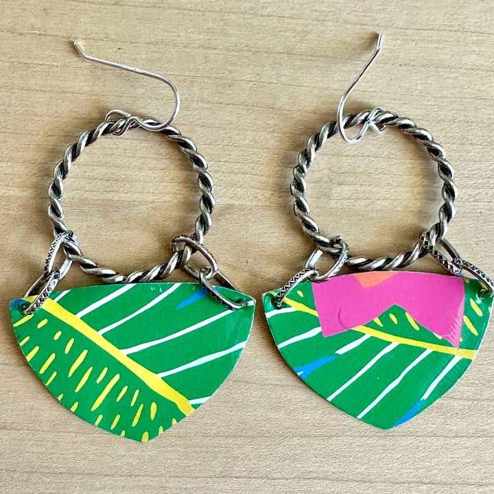 TTE Designs - Wholesale Dangle Earrings - Best Sellers - Set of 12 Recycled Vintage Tin Earrings 21