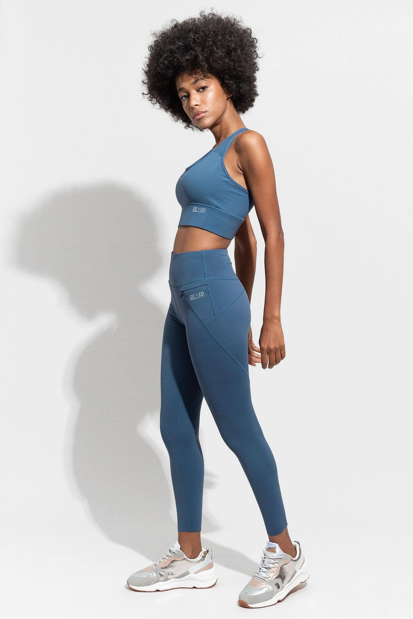 Dexed - Wholesale Activewear Set - Women's - Complete Sports Leggings Set | Bones Ink Blue Bra3
