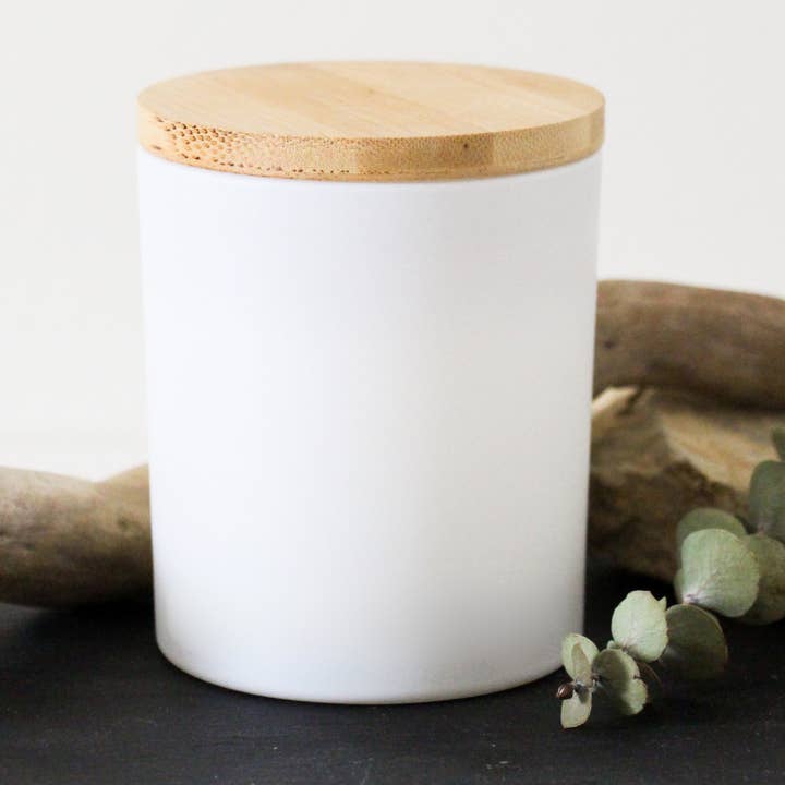 Wholesale Candles – Engroshandel Glaslys – 8 oz engros matte hvide stearinlys | Juleduft