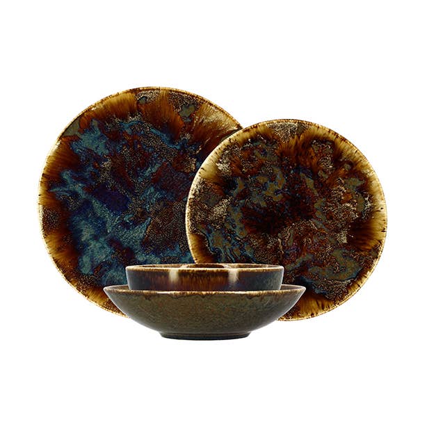 Novastyl - Wholesale Dinner Plate - Set of 48 brown porcelain volcano plates0