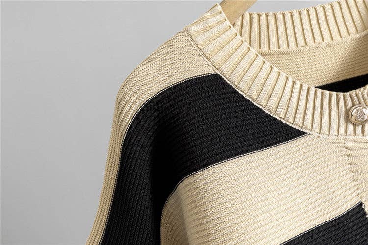 Classic Black Chic Korean TwoPiece Knit Set Cardigan  Top for wholesale on Faire9