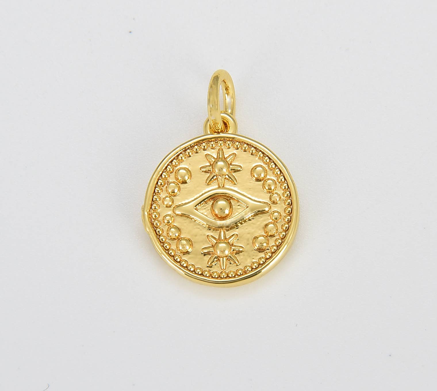 Beads Creation - Wholesale Individual charm/pendant - Gold Filled Evil Eye Coin Charm Pendant, CP907